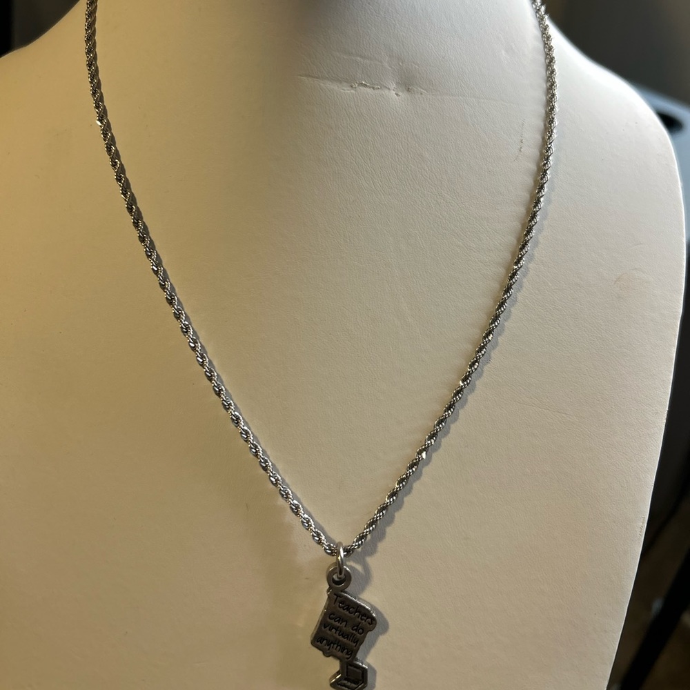 New in Box 14” Silver Rope with Charm